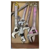 Lot of adjustable wrenches and small SAE wrenches