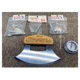 3- Herters pole tip ends, compass, Alaska knife