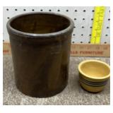 Unmarked stoneware crock and bowl