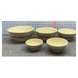 Oven ware mixing bowl set featuring classic pink
