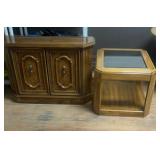 Glass top end table & cabinet