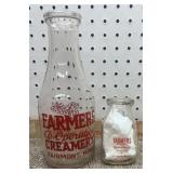 2- Fairmont MN Farmers Co-Op creamery bottles