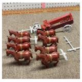 Cast iron horses & wagon rough condition