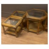3 Glass top end tables