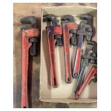 Lot of USA made pipe wrenches up to 18 inches