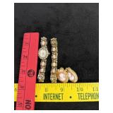 Pink Cameo Embellished Watch, Bracelet, Earrings