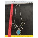Squash Blossom Style Turquoise Necklace