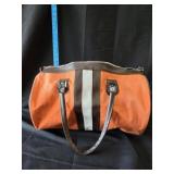 Orange Leather Duffle Bag