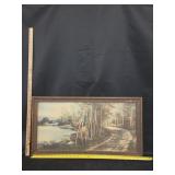 Vintage Framed Landscape Print 16'x30'