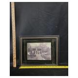Framed Black & White Photograph Farmhouse Scene