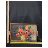 Floral Still Life Lithograph Print Red Poppies &