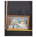 Framed Folk Art Oil Painting By Lola Whit 1974