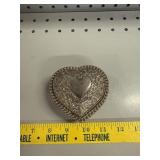 Vintage Silver Tone Heart Shaped Jewelry Box