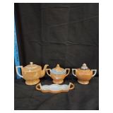 Vintage Japanese Lusterware Teapot, Sugar Dishes
