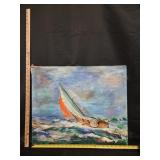 Original Oil Painting Sailboat Seascape 20.5'x24'