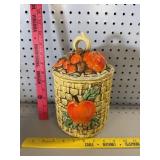Vtg Lefton Fruit Basket Weave Ceramic Jar