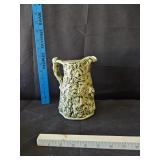 Vintage Green & White Ceramic Pitcher
