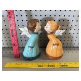 Vtg Hand Painted Kissing Angels