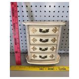 Vtg Wooden 4 Drawer Musical Jewelry Box
