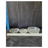 (3) Clear Glass Ashtrays