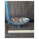 VTG Indiana Glass Blue Footed Fruit Bowl