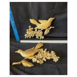VTG Synoco Gold Style Birds Dogwood Wall Decor