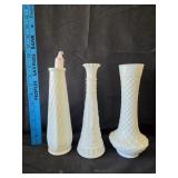 (3) Milk Glass Candlestick Holders