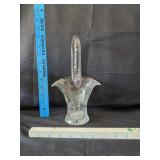 Vintage Etched Clear Glass Basket