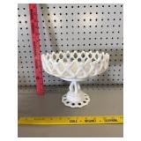 Vtg Westmoreland Milk Glass Doric Lace Compote