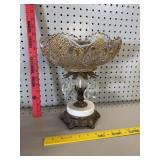 Vtg Imperial Daisy & Button Bowl w/ Prism Pedestal