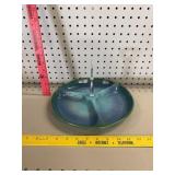 Vtg Blue/Green Pottery Relish Tray