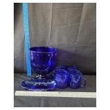 Cobalt Blue Glassware- Vase, Mugs, Butter Dish