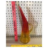 MCM Kanawha Amberina Crackle Glass Pitcher