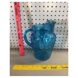 Vtg Anchor Hocking Colonial Blue Tulip Pitcher