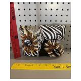 Vtg Crossbody Purse w/ Snake/Zebra Print & Beads