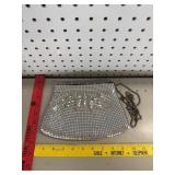Vtg Silver Metal Mesh Purse w/ Chain Strap