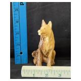 Carved Wood Sitting Dog Statue