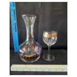 MCM Culver Glass Cranberry Gold Scroll Band &
