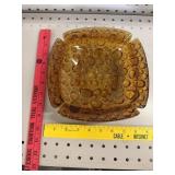 Vtg Libbey Pebbled Amber Glass Ashtray