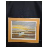 Lithograph Print 'Sunset Fishing Landscape' Alex