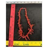 Vtg Red Coral Branch Necklace