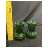 (2) VTG Anchor Hocking Emerald Green Glass Bud