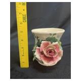 VTG Italian 3-D Rose Pottery Vase
