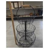 3-Tier Black Metal Wire Basket 22'