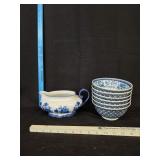 Blue/White Bowls & Gravy Boat