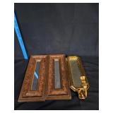 (2) Wood Wall Mirror & Mirror w/ Candle Holder