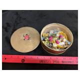 VTG Round Metal Tin with Sewing Materials