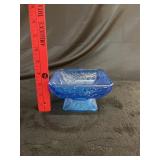 VTG Glass Compote Blue Candy Dish