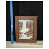 Framed Landscape Painting Waterfall By M. Wyatt