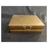 VTG Buxton Faux Leather Gold Jewelry Box